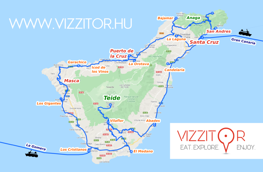 Tenerife térkép Kanári-szigetek