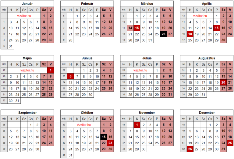 Munkaszüneti napok 2022 naptár