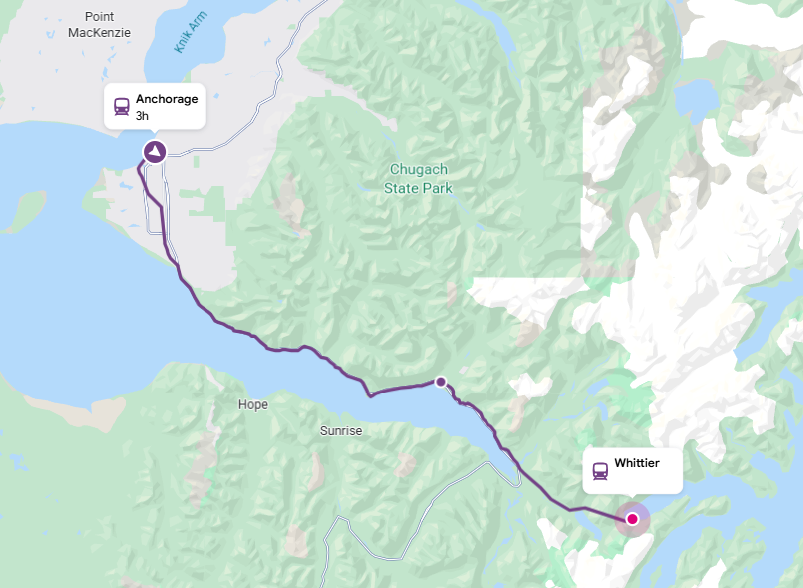 Anchorage-whittier-vonat-utvonal-terkep